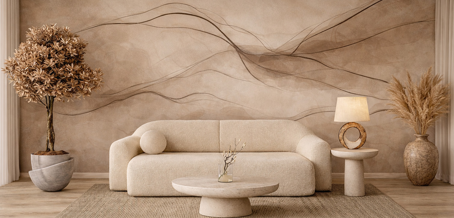 Botanical wallpaper in a sophisticated dining interior